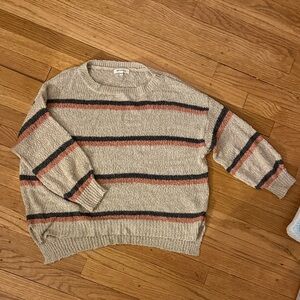 Barely worn! Striped Beige and Pink Women's Sweater